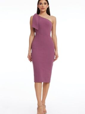 Dress the Population Tiffany One Shoulder Bow Detail Sheath Dress - Sz. M ORCHID